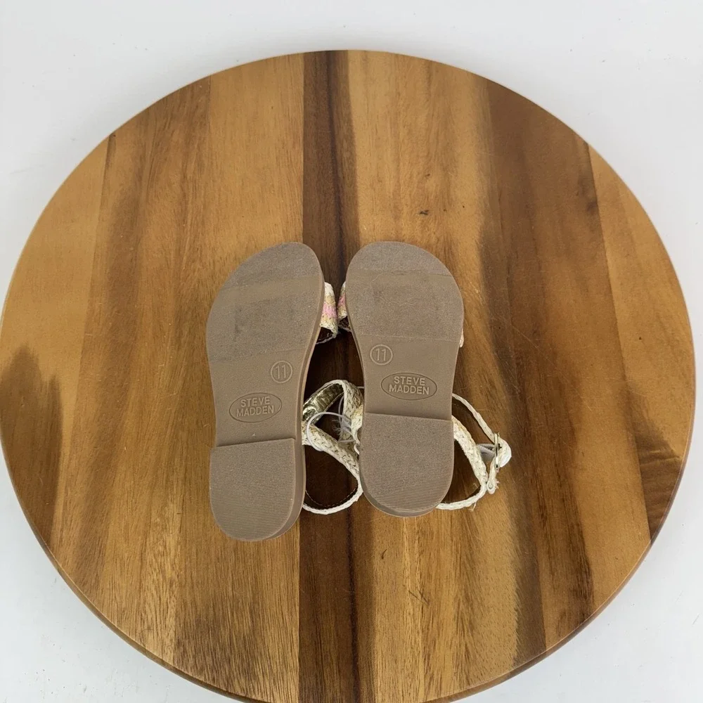New Little Kids Steve Madden Lyza Brown Woven Strappy Casual Sandal Size 11 NWOB